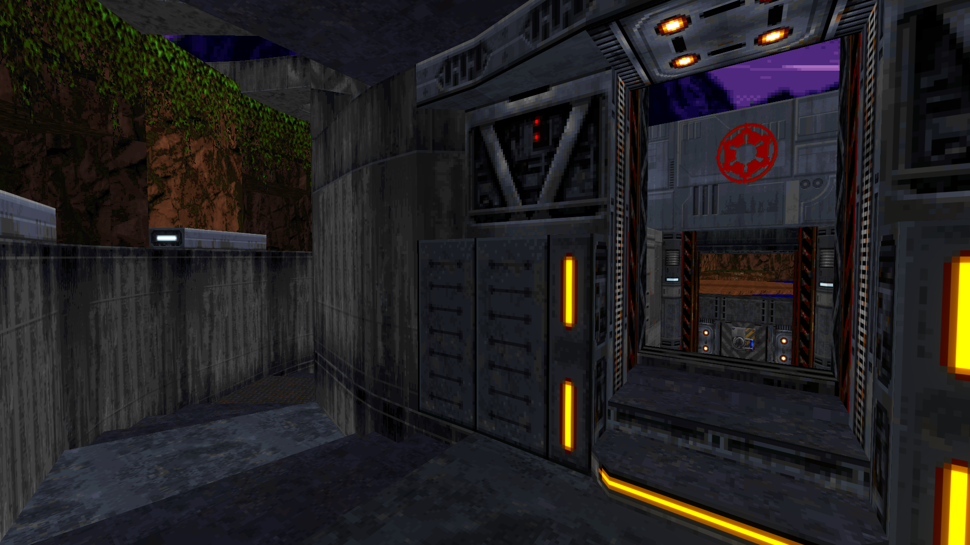 Winding staircase leads deeper into the outpost.